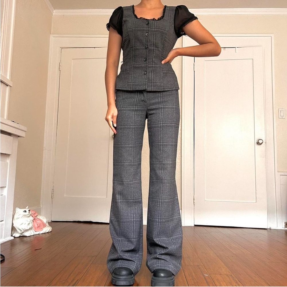 SOLD - Corporate Office Siren Gray Plaid Pantsuit